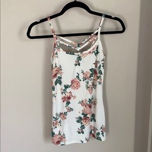 Strappy soft rose print tank